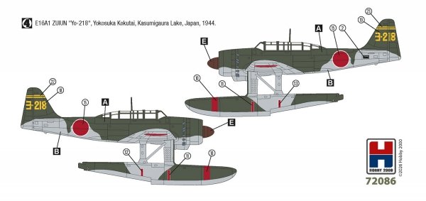 Hobby 2000 72086 Aichi E16A1 Zuiun Early ( Fujimi + CARTOGRAF + MASKI ) 1/72