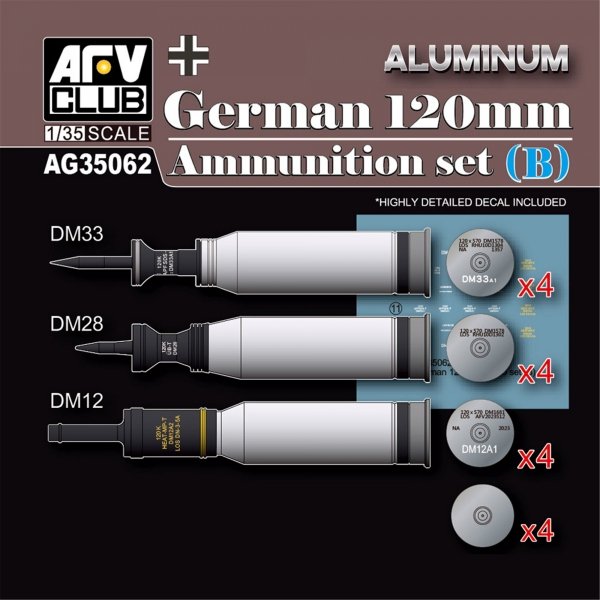 AFV Club AG35062 German 120mm Ammunition set (B) (Aluminium) 1/35