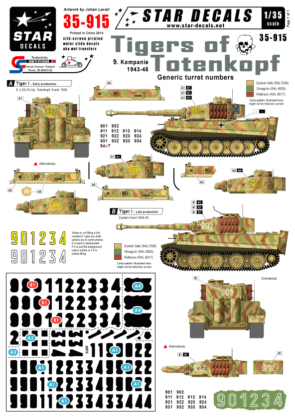 Star Decals 35-915 Tigers of Totenkopf 1/35