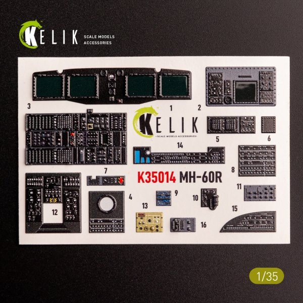 KELIK K35014 MH-60R interior 3D decals for Kitty Hawk kit 1/35