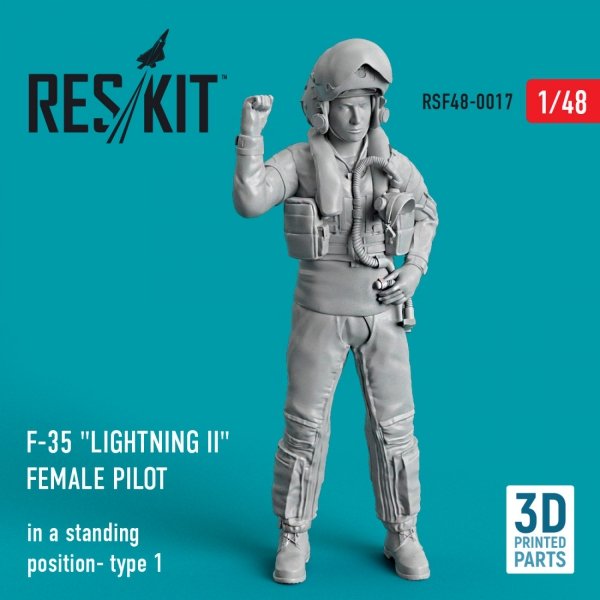 RESKIT RSF48-0017 F-35 &quot;LIGHTNING II&quot; FEMALE PILOT (IN A STANDING POSITION- TYPE 1) (3D PRINTED) 1/48