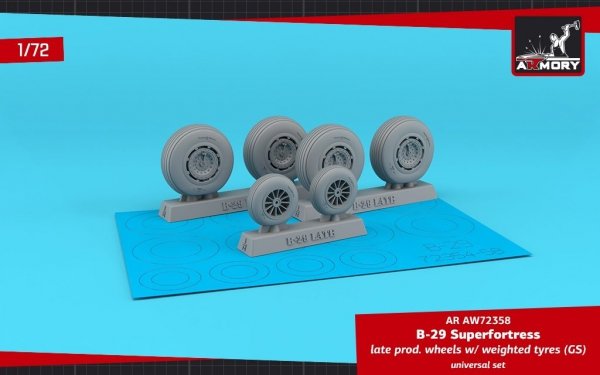 Armory Models AW72358 B-29 Superfortress late production wheels w/ weighted tyres (GS) 1/72