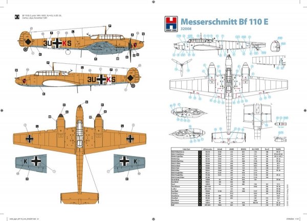 Hobby 2000 32008 Messerschmitt Bf 110 E ( Dragon + Cartograf + Mask ) 1/32