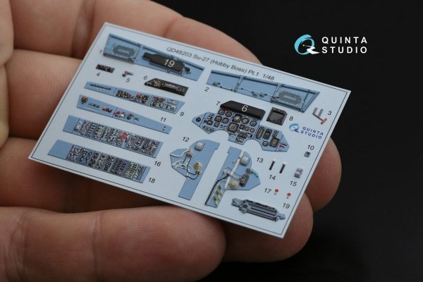 Quinta Studio QD48203 Su-27 3D-Printed &amp; coloured Interior on decal paper ( Hobby Boss ) 1/48
