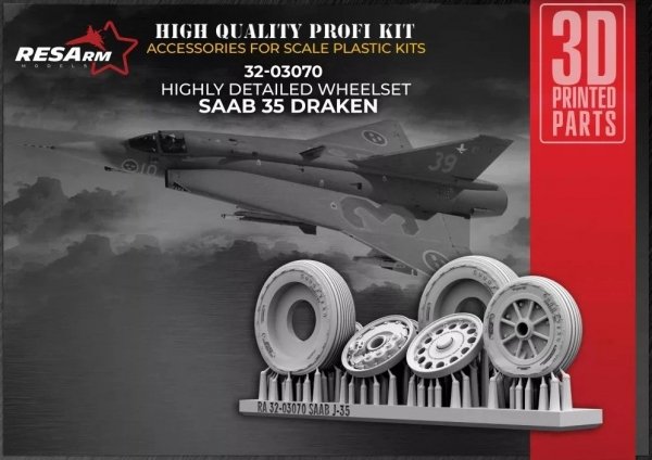 RESArm 32-03070 SAAB J-35 DRAKEN - Wheels under load (3D resin printing) 1/32