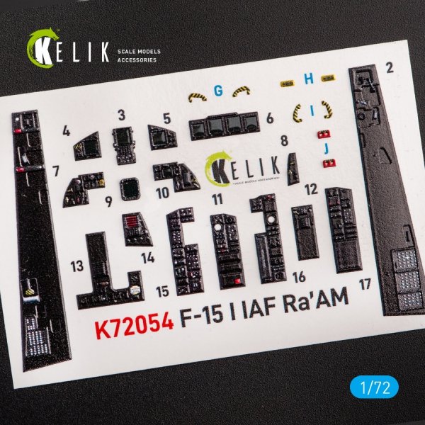 KELIK K72054 F-15I IAF RA`AM - INTERIOR 3D DECALS FOR GWH KIT 1/72