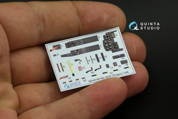 Quinta Studio QD48186 Me 262A 3D-Printed &amp; coloured Interior on decal paper (for Dragon ) 1/48