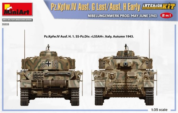 MiniArt 35333 Pz.Kpfw.IV Ausf. G Last/Ausf. H Early. NIBELUNGENWERK PROD. MAY-JUNE 1943. 2 IN 1 INTERIOR KIT 1/35