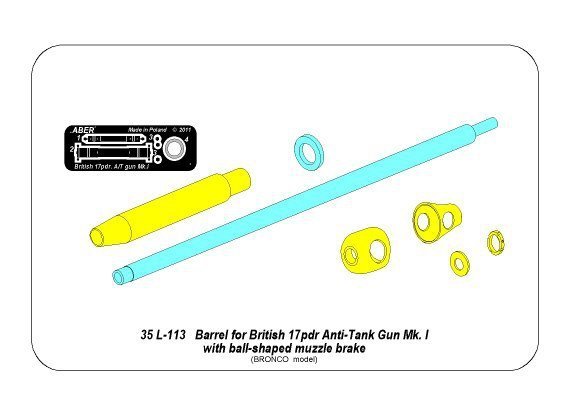 Aber 35L-113 Barrel for British 17pdr Anti-Tank Gun Mk.I with ball-shaped muzzle brake (1:35)	