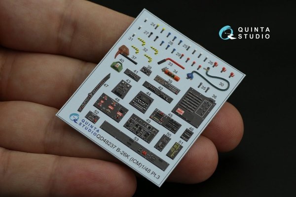 Quinta Studio QD48237 B-26K 3D-Printed &amp; coloured Interior on decal paper (ICM) 1/48