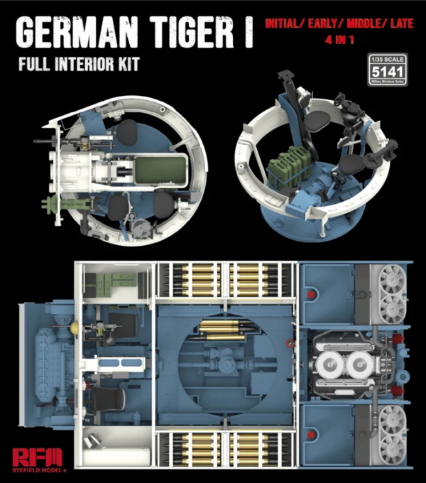 Rye Field Model 5141 Tiger I Full interior kit: Initial/ Early/ Mid/ Late 1/35