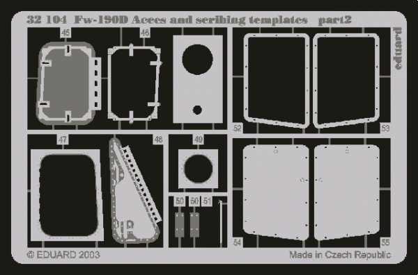 Eduard 32104 Fw 190D access and scribing templates 1/32 HASEGAWA