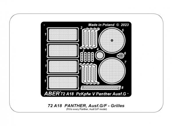 Aber 72A18 Nets for Panther, Ausf. G/F / Siatki do Panther, Ausf. G/F 1/72