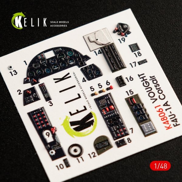 KELIK K48061 F4U-1A CORSAIR INTERIOR 3D DECALS FOR TAMIYA KIT 1/48