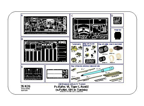 Aber 35K26 Pz.Kpfw. VI Ausf.E ( i.Kfz.181) Tiger I – s.PzAbt. 501 in Tunisia (1:35)