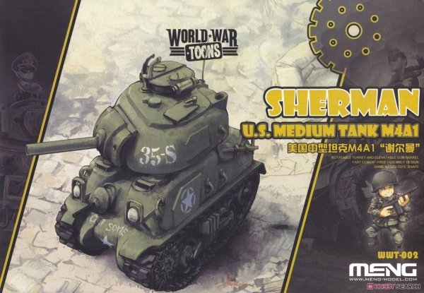 Meng Model WWT-002 World War Toons Sherman U.S. Medium Tank M4A1