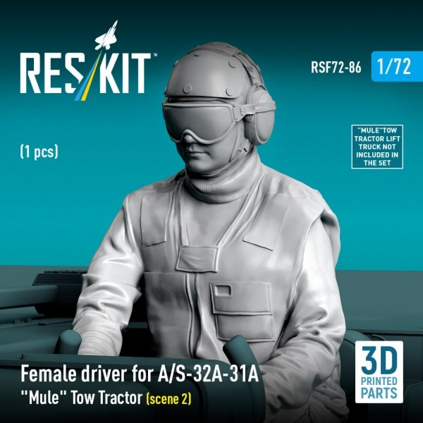 RESKIT RSF72-0086 Female driver for A/S-32A-31A "Mule" Tow Tractor (scene 2) (1 pcs) (3D Printed) (1/72)