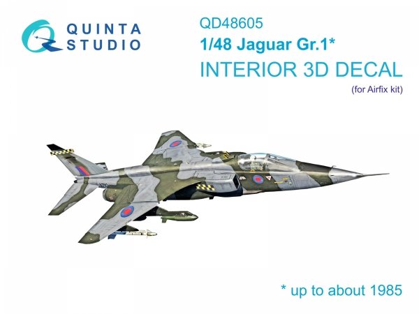 Quinta Studio QD48605 Jaguar Gr.1 3D-Printed &amp; coloured Interior on decal paper (Airfix) 1/48
