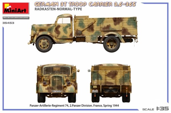 Miniart 35453 German 3t Troop Carrier 3.6-36S Radkasten-Normal-Type 1/35
