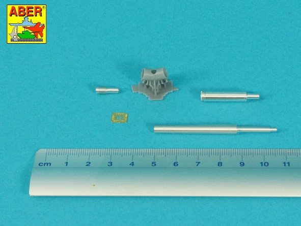 Aber 35L-359 90 mm M-36 Barrel with Y-Shaped Muzzle Brake with Mantlet Cover for M47 Patton / Lufa z hamulcem o kształcie Y do czołgu M47 Patton z pokrowcem na jarzmo (Tamiya) 1/35