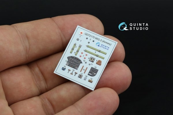 Quinta Studio QD72170 MiG-3 3D-Printed coloured Interior on decal paper (Armory) 1/72