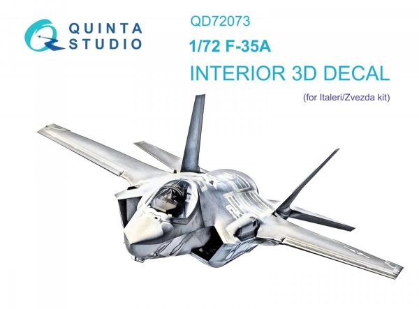 Quinta Studio QD72073 F-35A 3D-Printed &amp; coloured Interior on decal paper (Italeri/Zvezda) 1/72