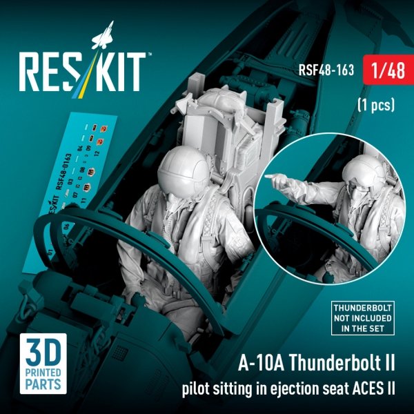 RESKIT RSF48-0163 A-10A Thunderbolt II pilot sitting in ejection seat ACES II (1 pcs) (3D Printed) (1/48)