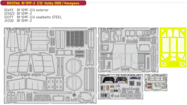 Eduard BIG33166 Bf 109F-2 HOBBY 2000 HASEGAWA 1/32 HOBBY 2000 HASEGAWA 1/32