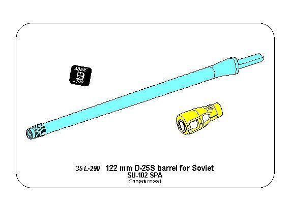 Aber 35L-290 Lufa 122mm D-25S do rosyjskiego działa SU-102 (Trumpeter) 1/35