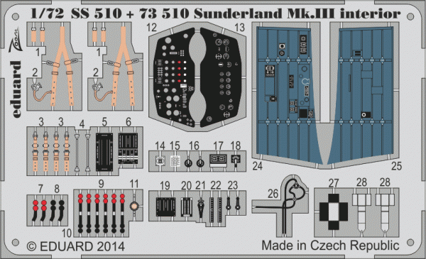 Eduard 73510 Sunderland Mk. III interior S. A. 1/72 ITALERI