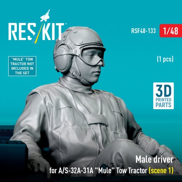 RESKIT RSF48-0133 Male driver for A/S-32A-31A "Mule" Tow Tractor (scene 1) (1 pcs) (3D Printed) (1/48)