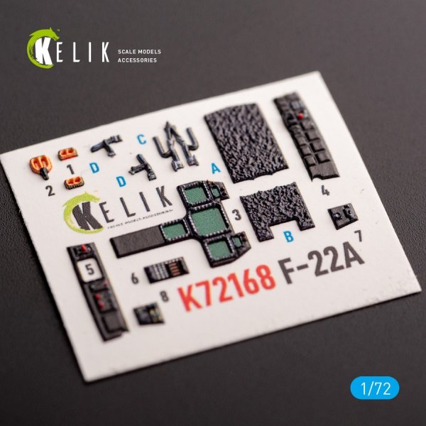 Kelik K72168 F-22A Raptor - interior 3D decals for Academy kit (1/72)