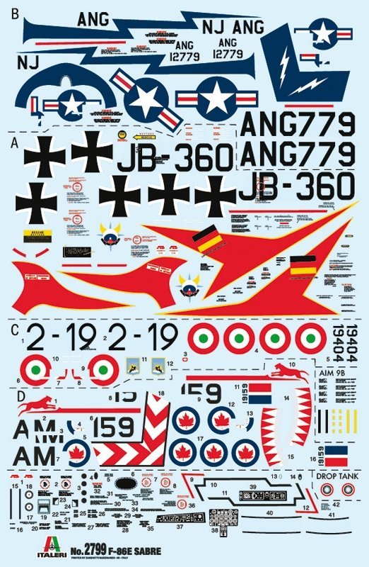 Italeri 2799 F-86E SABRE (SUPER DECALS SHEET) 1/48