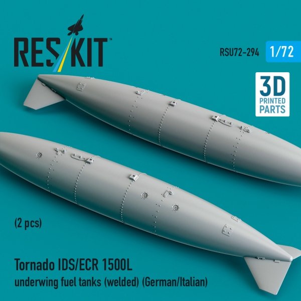RESKIT RSU72-0294 Tornado IDS/ECR 1500L underwing fuel tanks (welded) (German/Italian) (2 pcs) (3D Printed) (1/72)