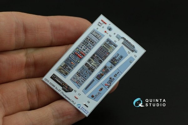 Quinta Studio QDS-32088 Su-27 3D-Printed &amp; coloured Interior on decal paper (Trumpeter) (small version) 1/32