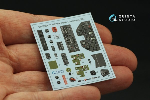 Quinta Studio QD32208 P-40F WarHawk 3D-Printed coloured Interior on decal paper (Trumpeter) 1/32