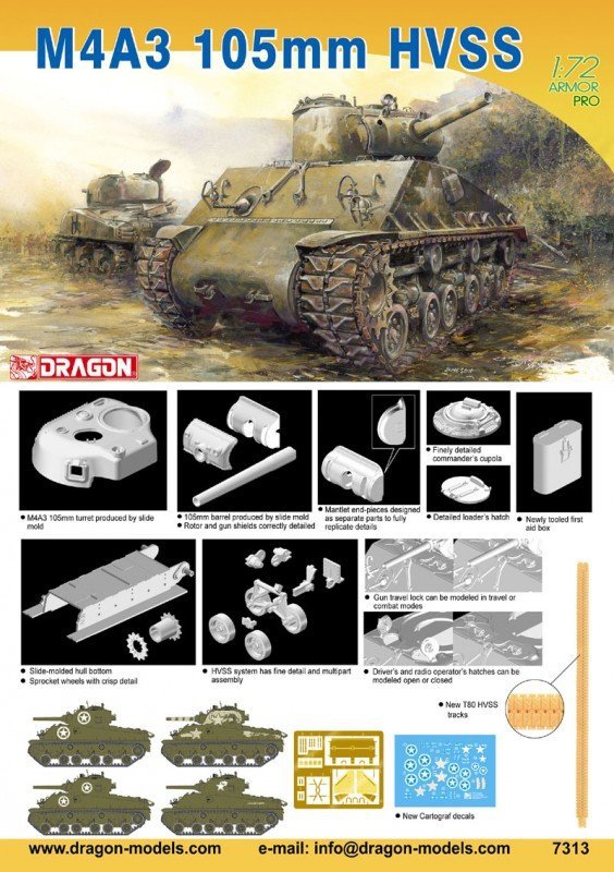 Dragon 7313 Sherman tank M4A3 105mm HVSS (1:72)