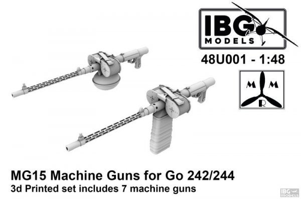 IBG 48U001 MG15 Machine Guns for Gotha Go 242/244 - 3d Printed Set 1/48