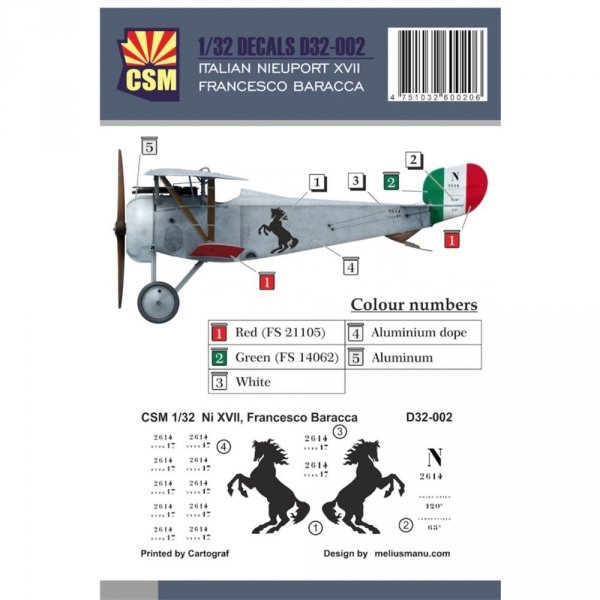 Copper State Models D32-002 Italian Nieuport XVII Francesco Baracca 1/32