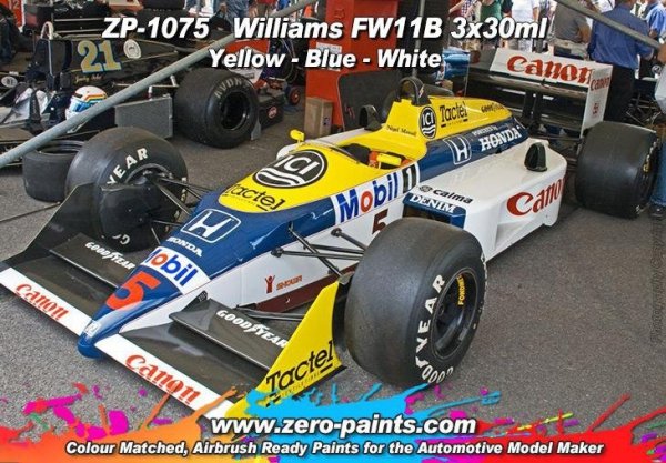 Zero Paints ZP-1075 Williams FW11B Blue/Yellow Paint Set 3x30ml 