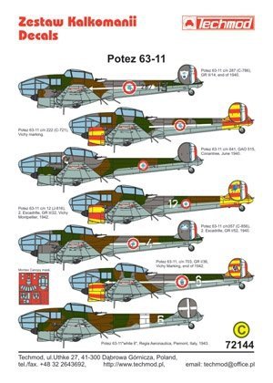 Techmod 72144 - Potez 63-11 (1:72)