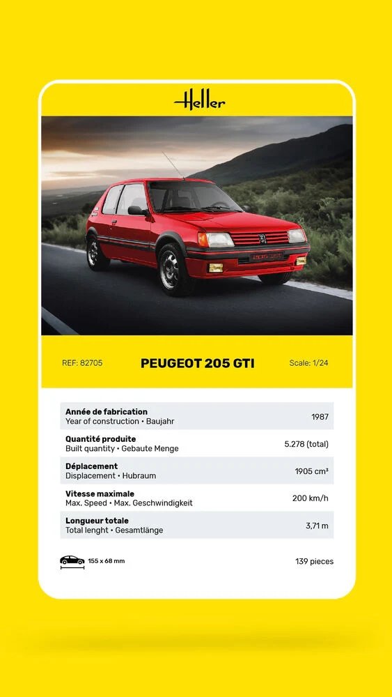 Heller 82705 Peugeot 205 GTI 1/24