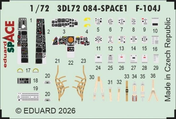 Eduard 3DL72084 Lockheed F-104 J Starfighter - Space Set (for Fine Molds Kits) 1/72