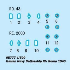 Trumpeter 05777 Italian Navy Battleship RN Roma (1943) 1/700