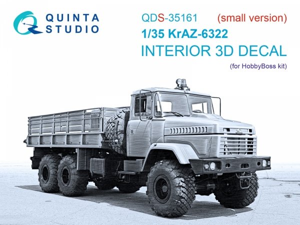 Quinta Studio QDS-35161 KrAZ-6322 3D-Printed &amp; coloured Interior on decal paper (HobbyBoss) (Small version) 1/35
