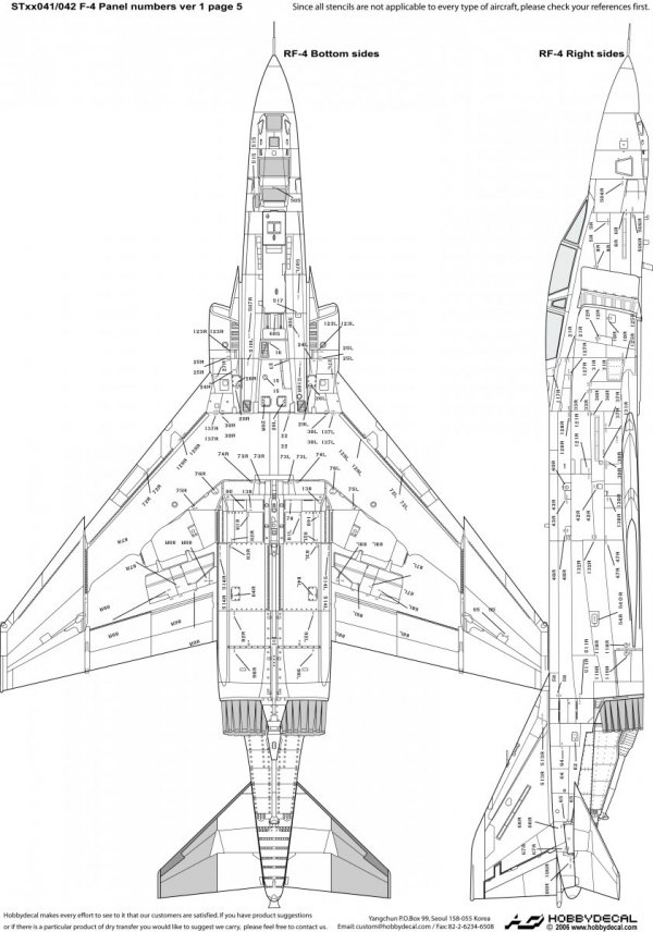 HobbyDecal ST48042V1 F-4 Panel numbers White stencil font ver 1 1/48