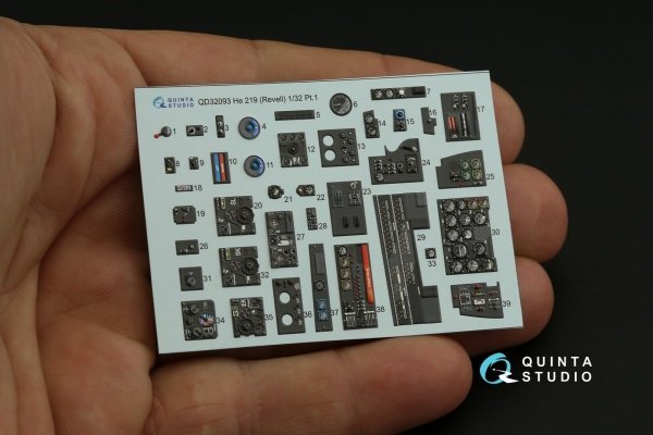 Quinta Studio QD32093 He 219 3D-Printed &amp; coloured Interior on decal paper ( Revell ) 1/32