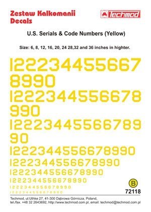 Techmod 72118 - U.S. Serial &amp; Code Numbers (1:72)