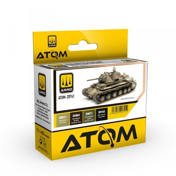 AMMO by Mig Jimenez 20741 ATOM WWII Soviet Vehicles Camouflage colors Set 4x20ml