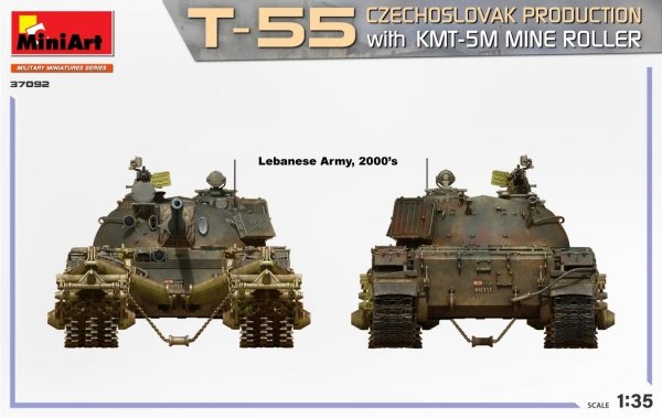 MiniArt 37092 T-55 CZECHOSLOVAK PRODUCTION with KMT-5M MINE ROLLER 1/35